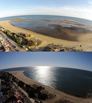 Tides in Spain - Isla Canela - before and after the tide